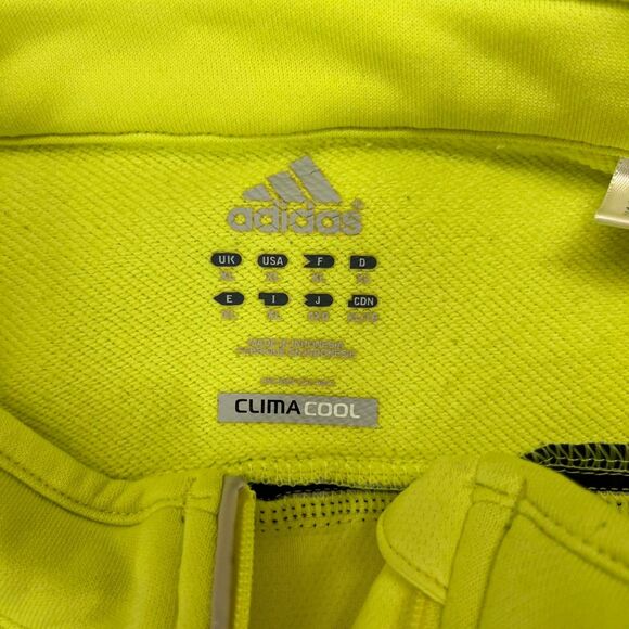 Adidas Running Shirt Mens XL ClimaCool Yellow Black Long Sleeve 1/4 Zip Top - Picture 3 of 7